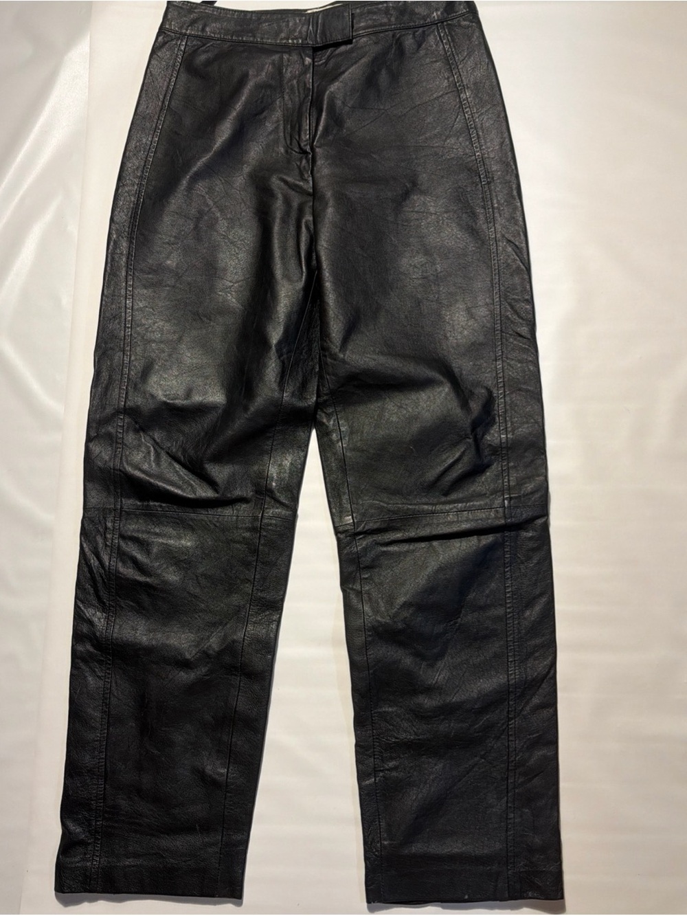 Vintage Bagatelle 100% Genuine Leather Wide Straight Leg Pants Women Sz 6 Black